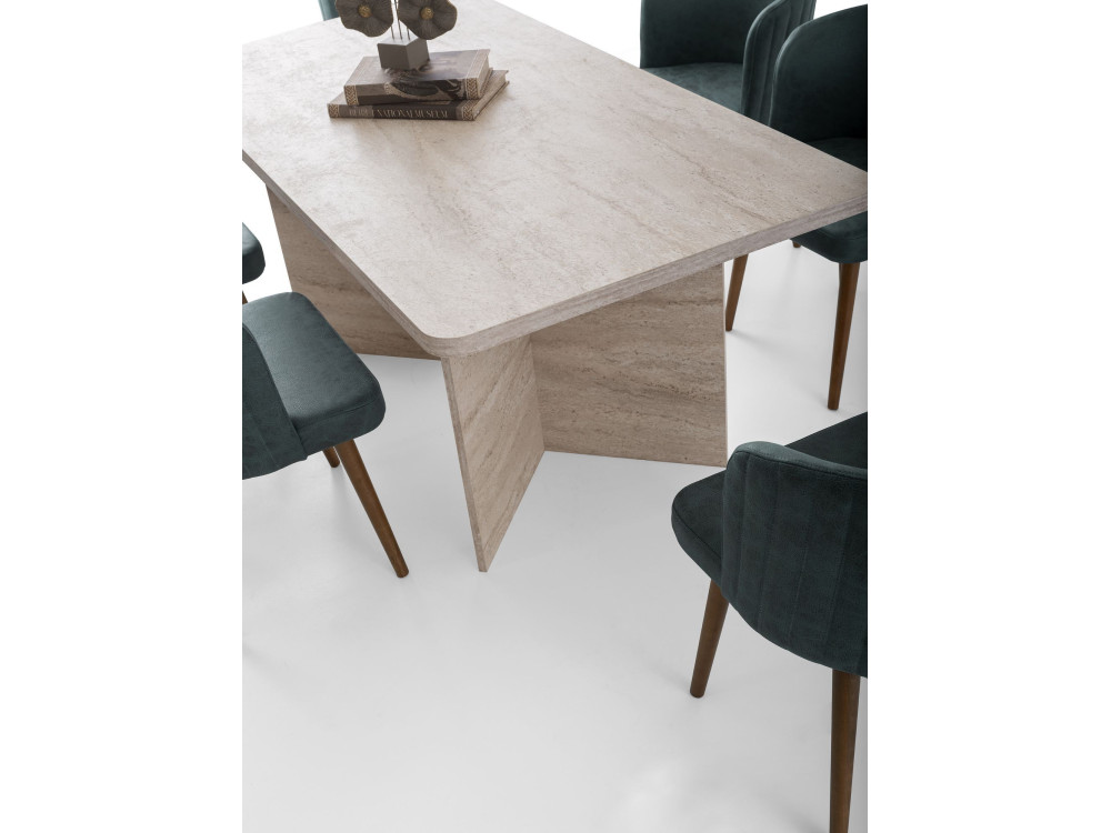 Houten eettafel "Lizzard" 180 x 90 x 77 cm - Travertin