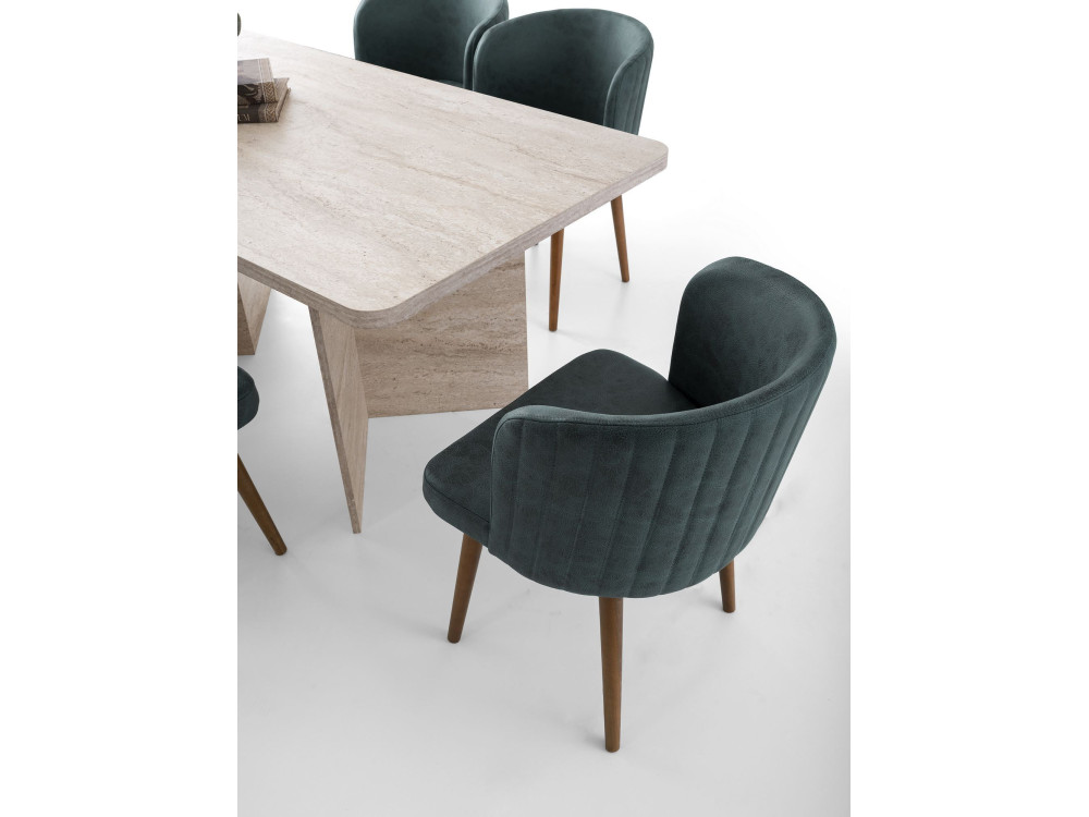 Houten eettafel "Lizzard" 180 x 90 x 77 cm - Travertin