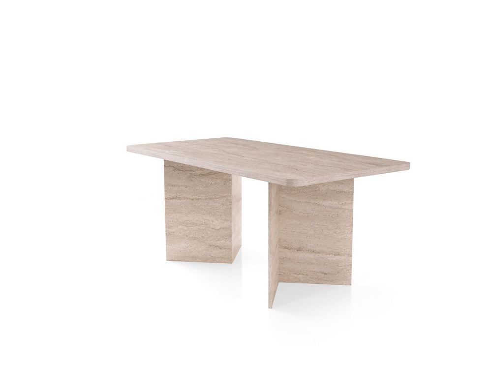 Houten eettafel "Lizzard" 180 x 90 x 77 cm - Travertin