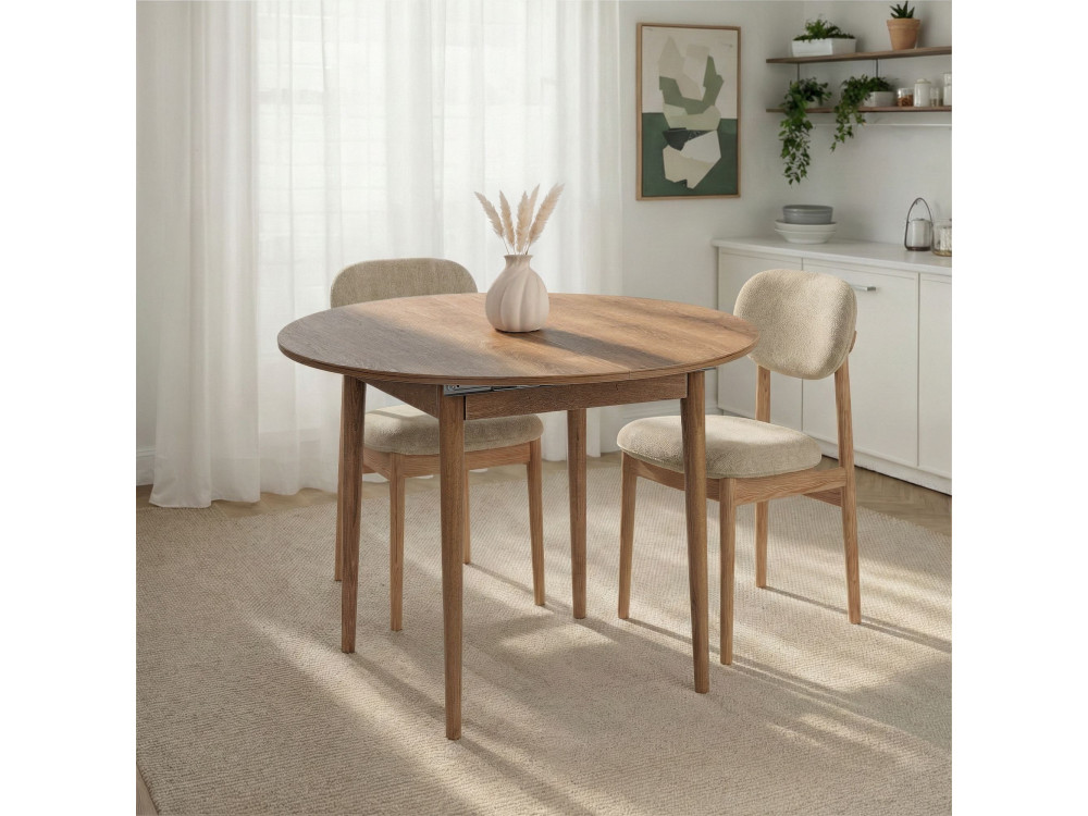 Uitschuifbare houten eettafel "Viona" 100 x 100 x 75 cm - Le chêne de Kafka