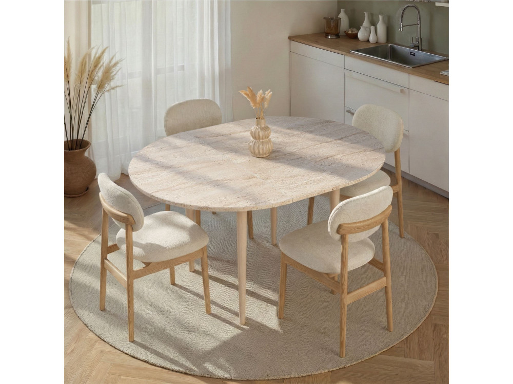 Uitschuifbare houten eettafel "Viona" 100 x 100 x 75 cm - Travertin