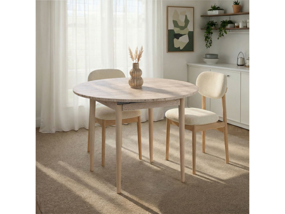 Uitschuifbare houten eettafel "Viona" 100 x 100 x 75 cm - Travertin
