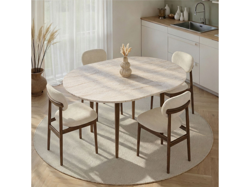 Uitschuifbare houten eettafel "Viona" 100 x 100 x 75 cm - Travertin
