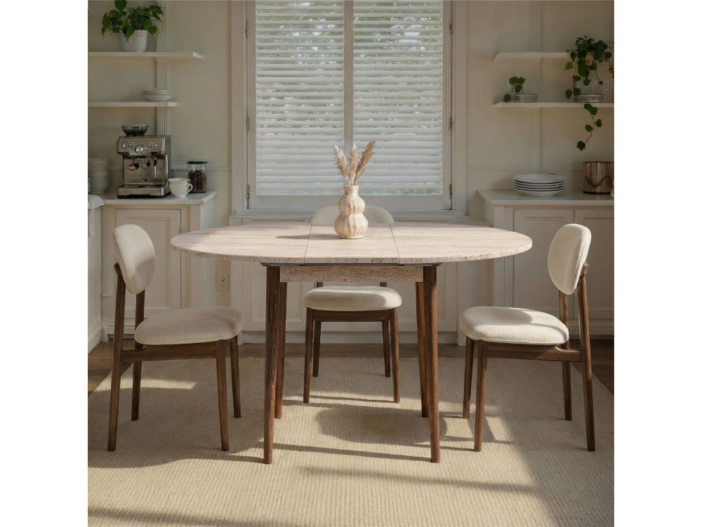 Uitschuifbare houten eettafel "Viona" 100 x 100 x 75 cm - Travertin