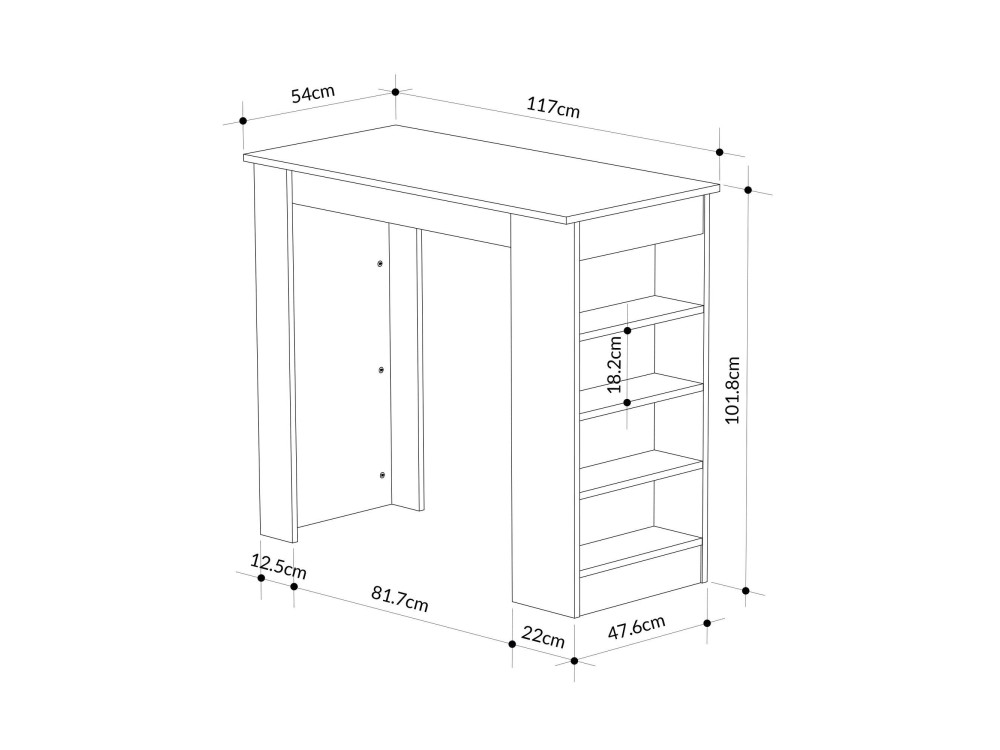 Houten bartafel "Swallow" 117 x 54 x 102 cm - Bendir