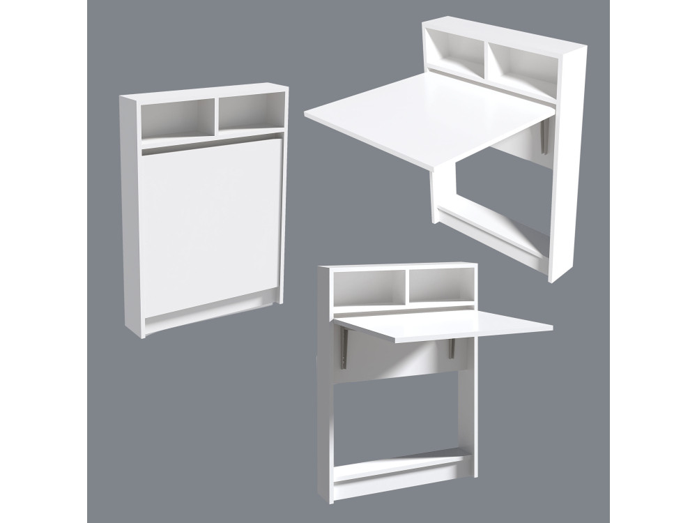 Bracked" inklapbare houten eettafel - 70 x 15 x 96 cm - Wit
