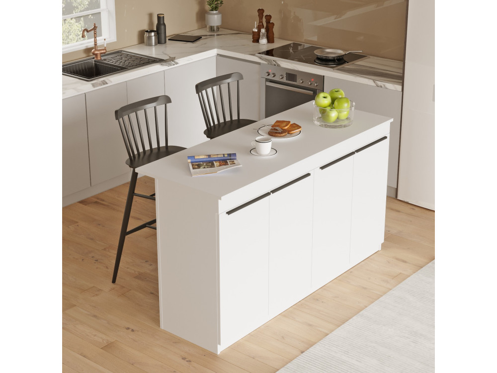 Houten keukentafel "Lark" - 160 x 60 x 90 cm - Wit