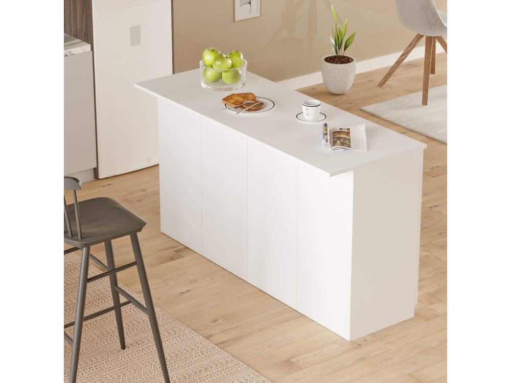 Houten keukentafel "Lark" - 160 x 60 x 90 cm - Wit