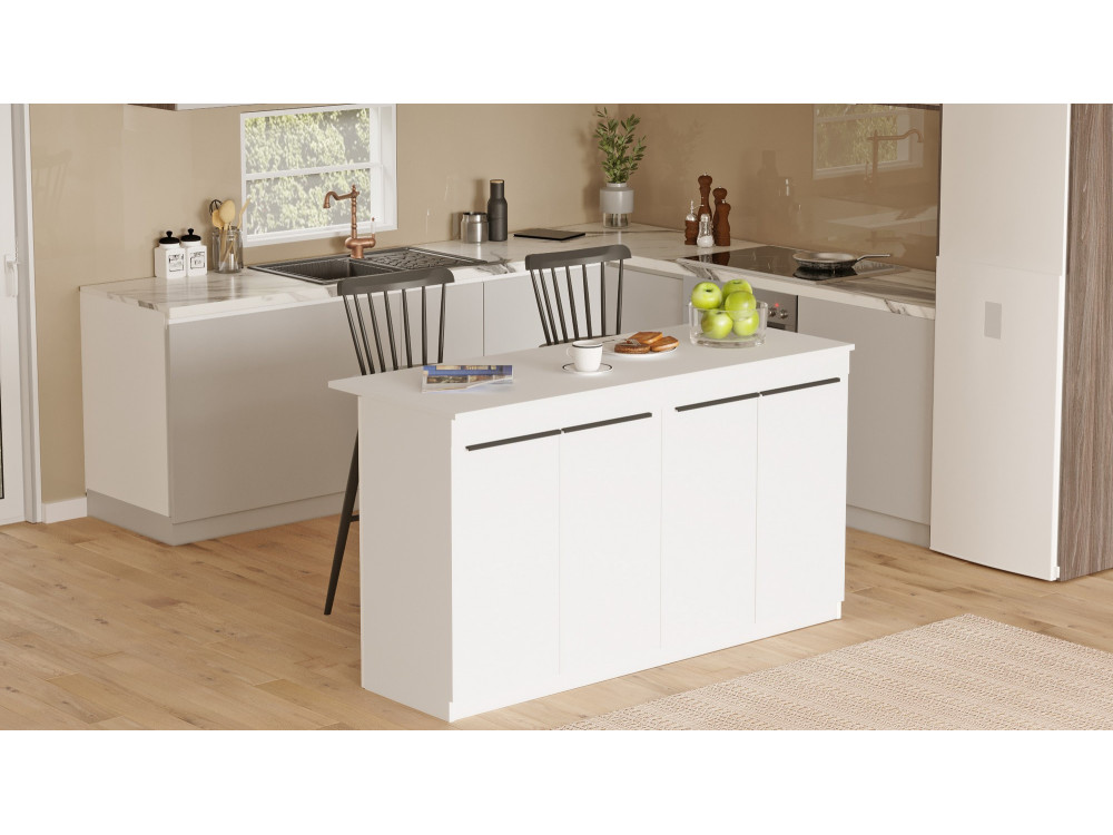 Houten keukentafel "Lark" - 160 x 60 x 90 cm - Wit
