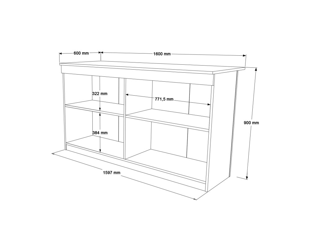 Houten keukentafel "Lark" - 160 x 60 x 90 cm - Wit