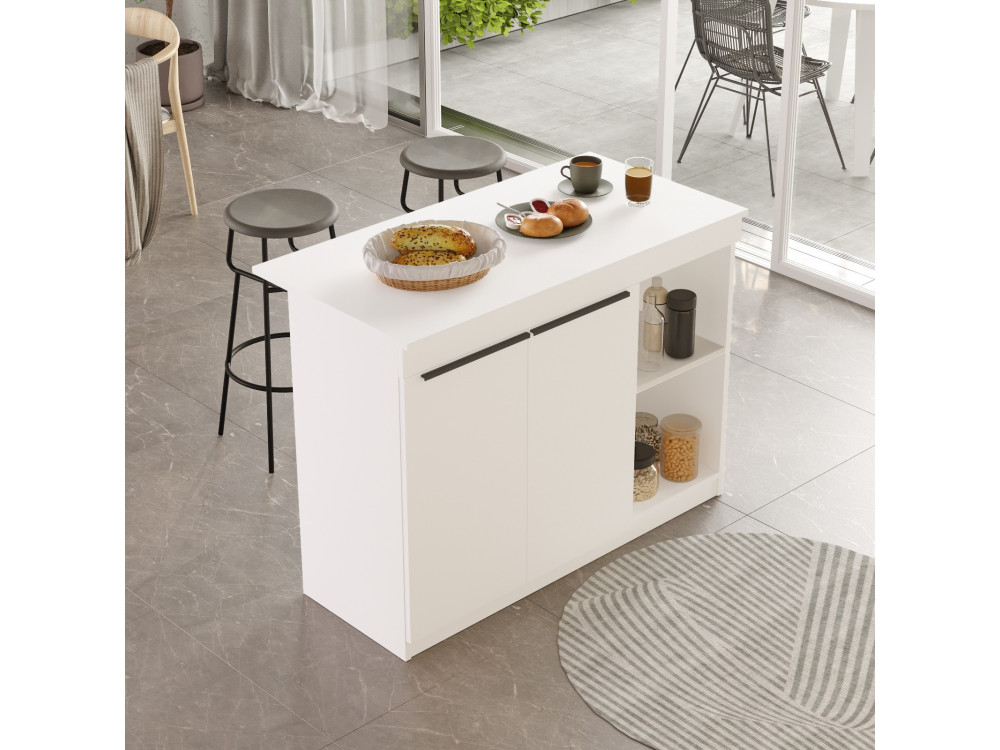 Houten keukentafel "Orlando" - 120 x 60 x 88 cm - Wit