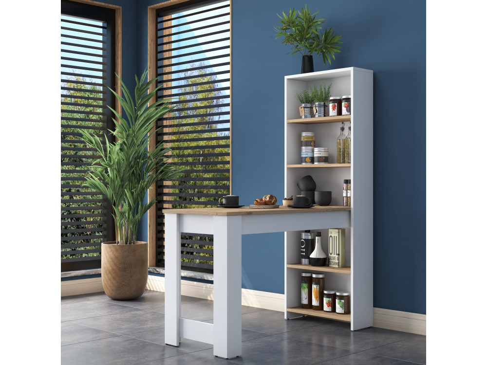 Houten eettafel "Jong" met planken - 120 x 54 x 154 cm - Bruin