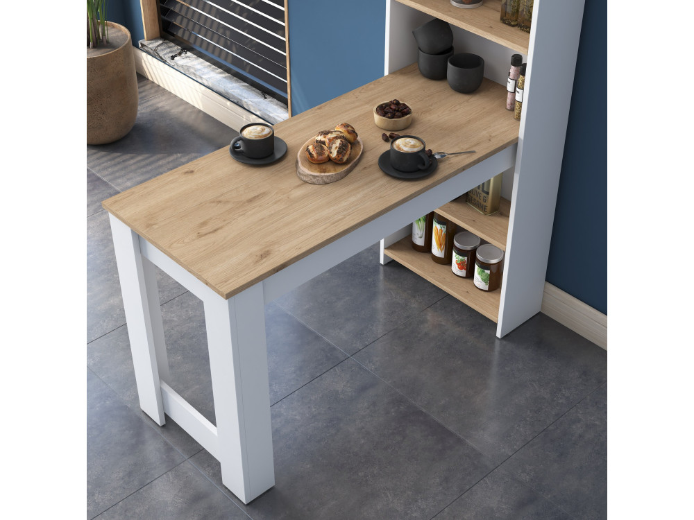 Houten eettafel "Jong" met planken - 120 x 54 x 154 cm - Bruin