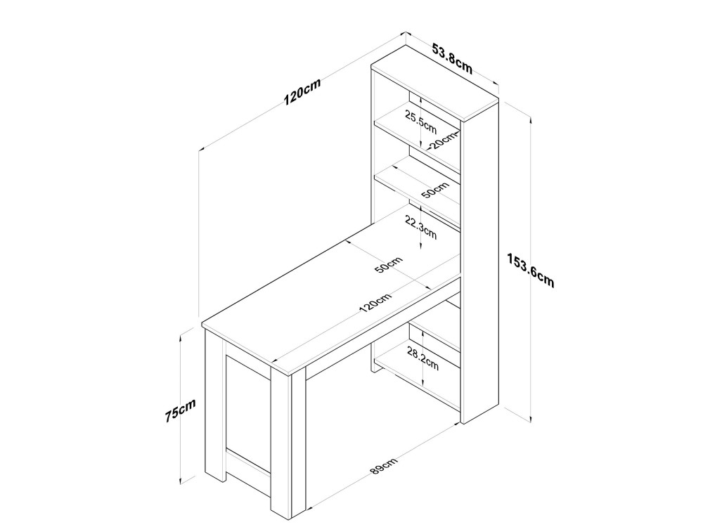 Houten eettafel "Jong" met planken - 120 x 54 x 154 cm - Bruin