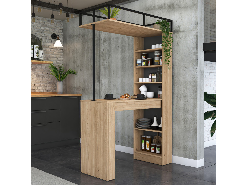 Jacob" houten eettafel met planken - 120 x 56 x 199 cm - Bruin