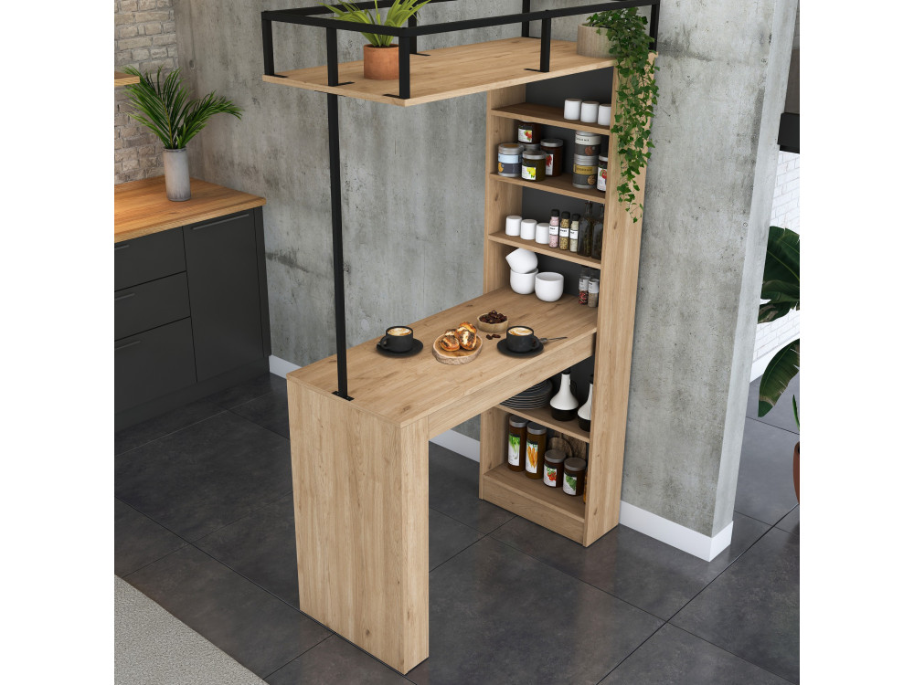 Jacob" houten eettafel met planken - 120 x 56 x 199 cm - Bruin