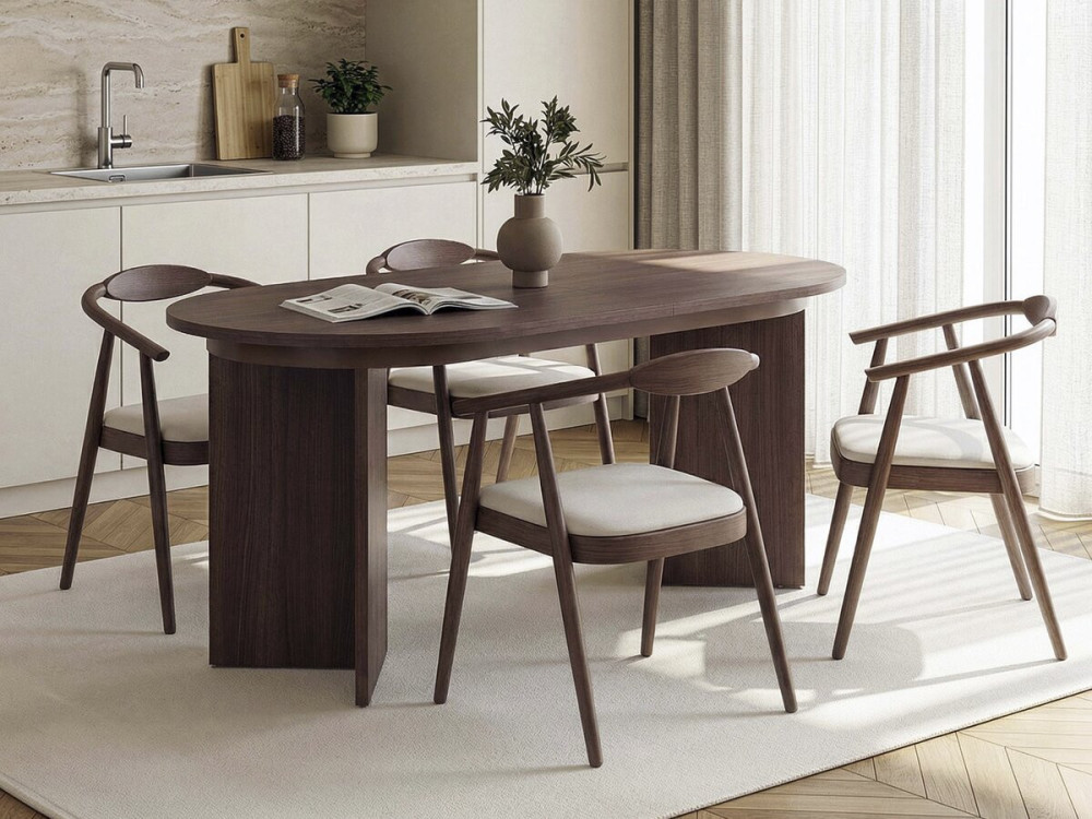 Houten uitschuifbare eettafel 160/200 cm "Sorell" - 8 plaatsen - Bruin
