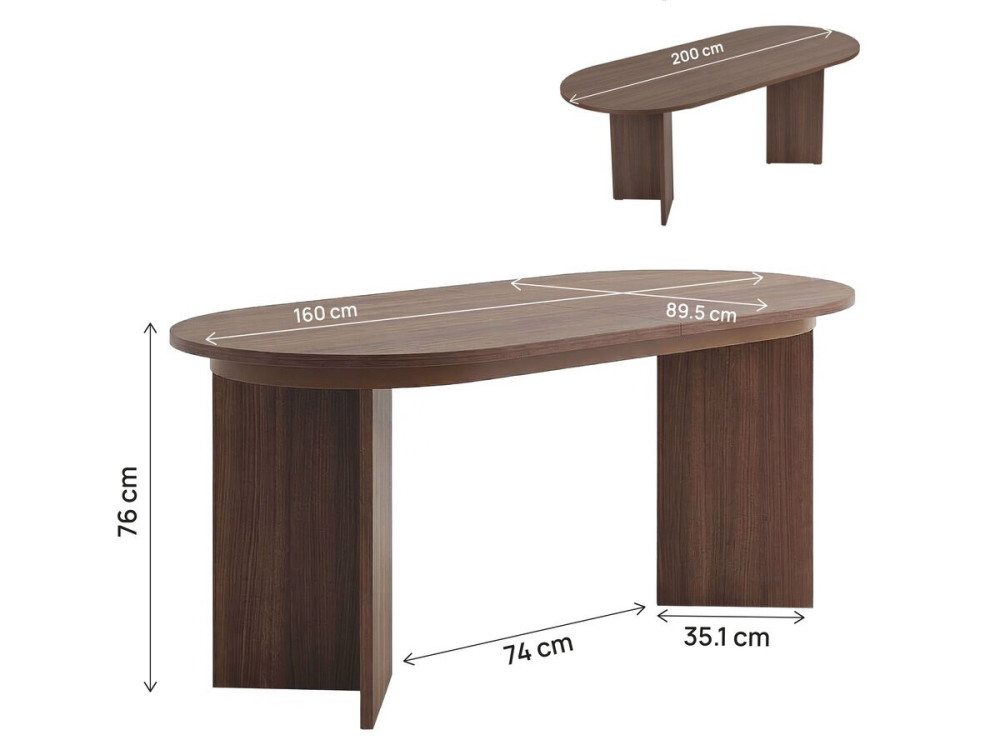 Houten uitschuifbare eettafel 160/200 cm "Sorell" - 8 plaatsen - Bruin