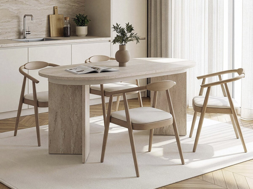 Houten uitschuifbare eettafel 160/200 cm "Sorell" - 8 plaatsen - Travertin
