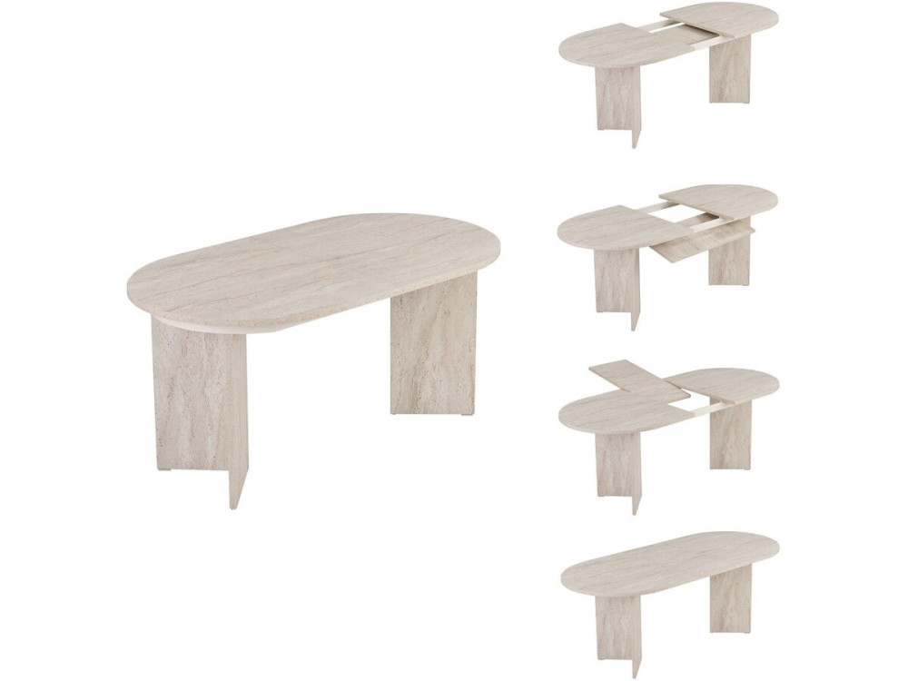 Houten uitschuifbare eettafel 160/200 cm "Sorell" - 8 plaatsen - Travertin