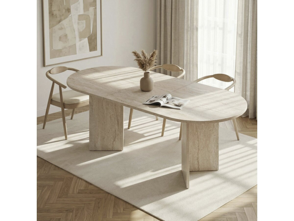 Houten uitschuifbare eettafel 160/200 cm "Sorell" - 8 plaatsen - Travertin
