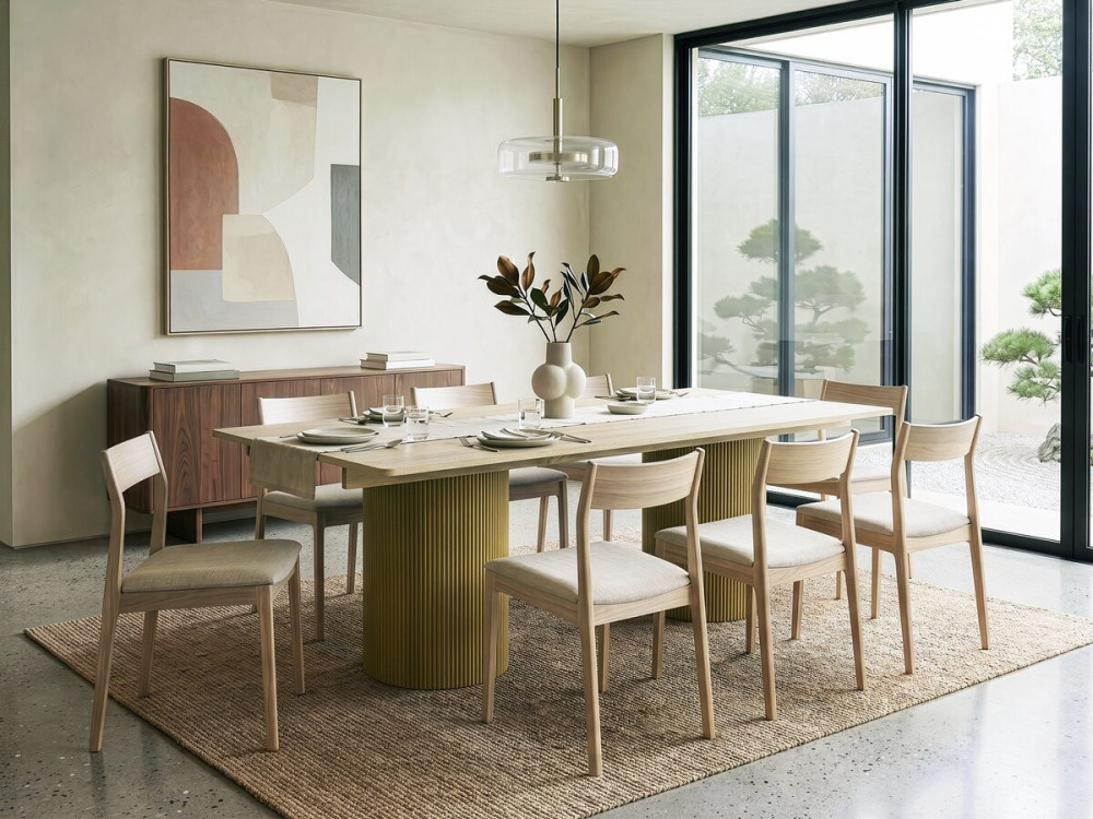 Zénith" ovale houten eettafel - 180 cm - Zitplaatsen 8 - Beige