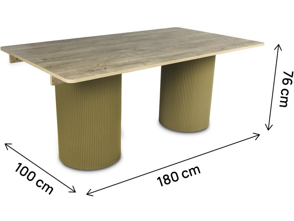 Zénith" ovale houten eettafel - 180 cm - Zitplaatsen 8 - Beige