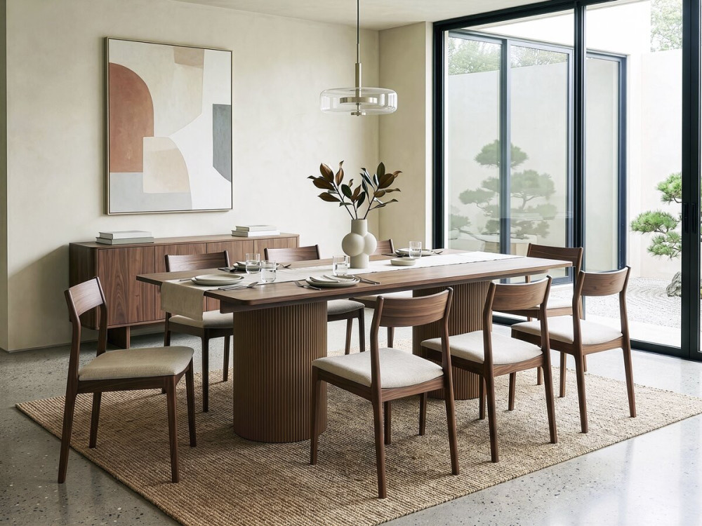 Zénith" ovale houten eettafel - 180 cm - 8 zitplaatsen - Bruin