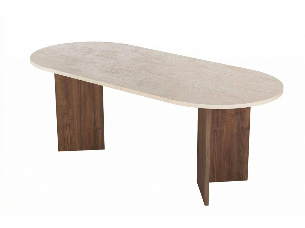 Houten eettafel "Sabella" - 200 x 90 x 75 cm - Travertin