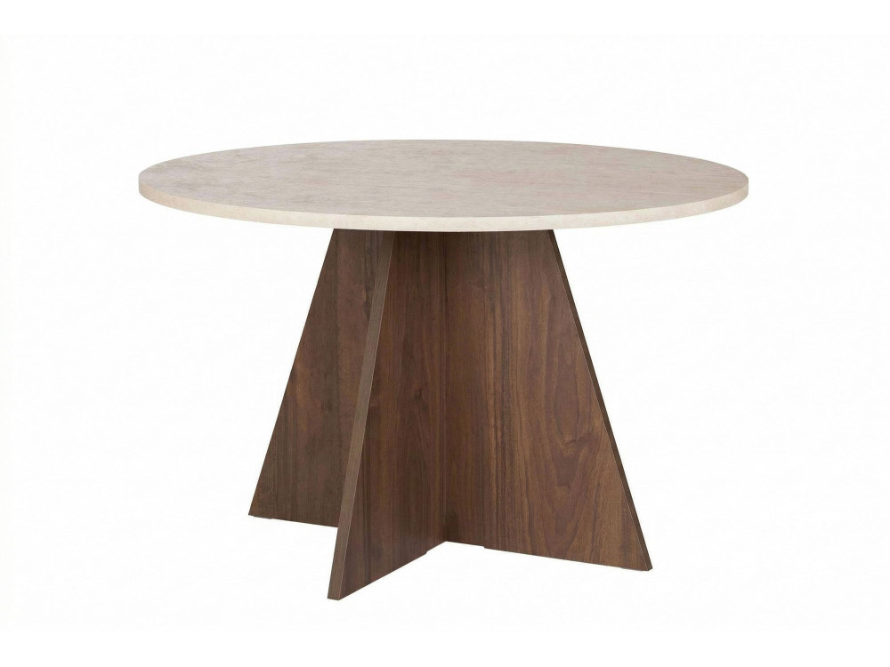 Houten eettafel "Virella" - 120 x 120 x 75 cm - Travertin