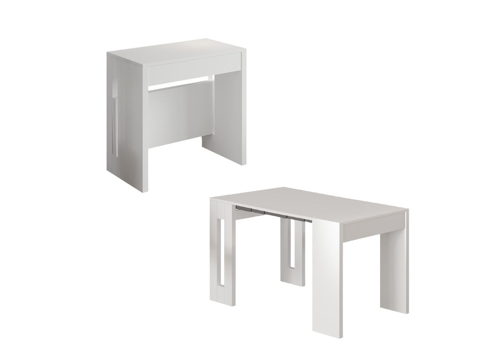 Houten uitschuifbare eettafel "Nivo" - 80 x 44 x 76 cm - Wit