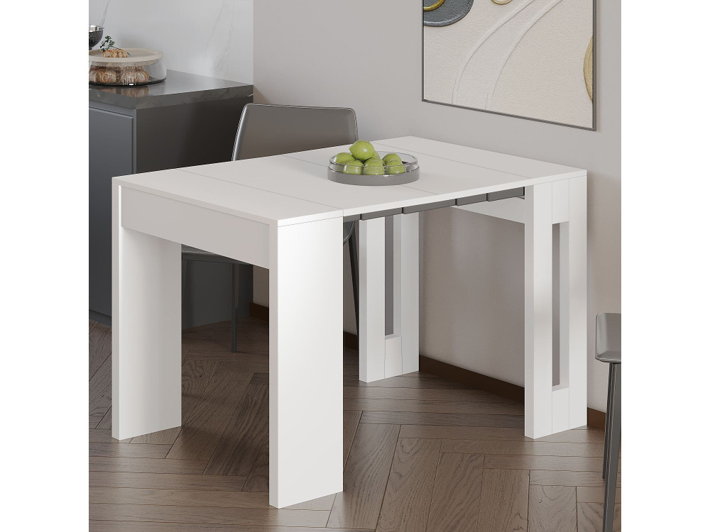Houten uitschuifbare eettafel "Nivo" - 80 x 44 x 76 cm - Wit