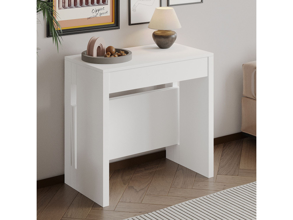 Houten uitschuifbare eettafel "Nivo" - 80 x 44 x 76 cm - Wit