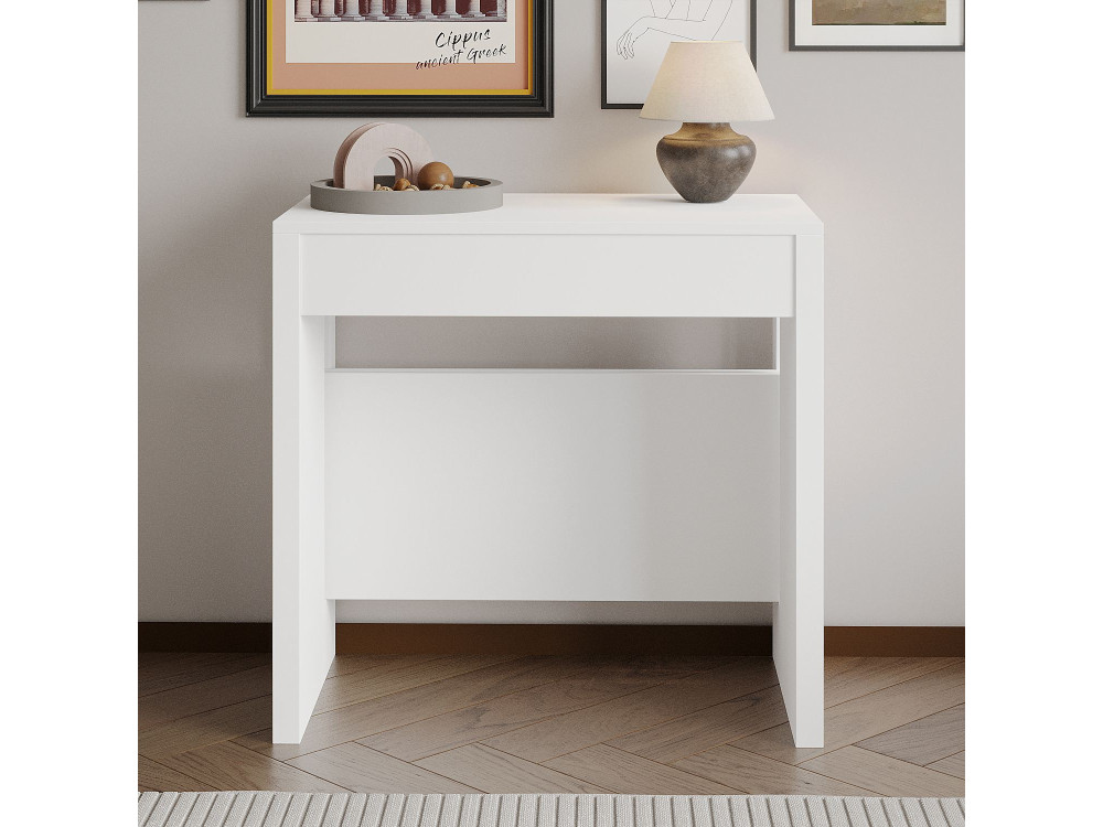 Houten uitschuifbare eettafel "Nivo" - 80 x 44 x 76 cm - Wit