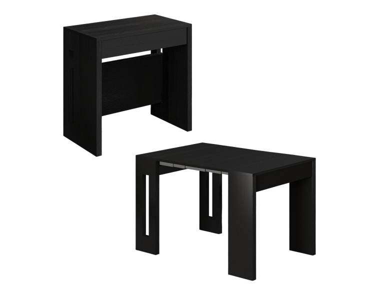 Uitschuifbare houten eettafel "Nivo" - 80 x 44 x 76 cm - Zwart