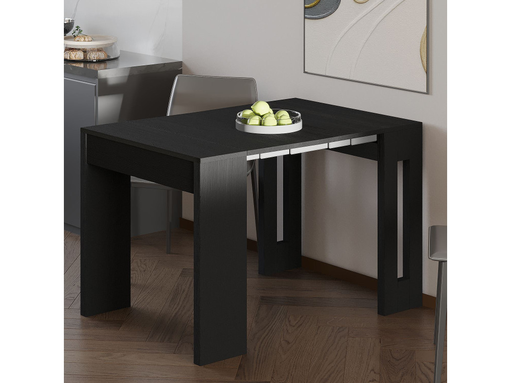 Uitschuifbare houten eettafel "Nivo" - 80 x 44 x 76 cm - Zwart