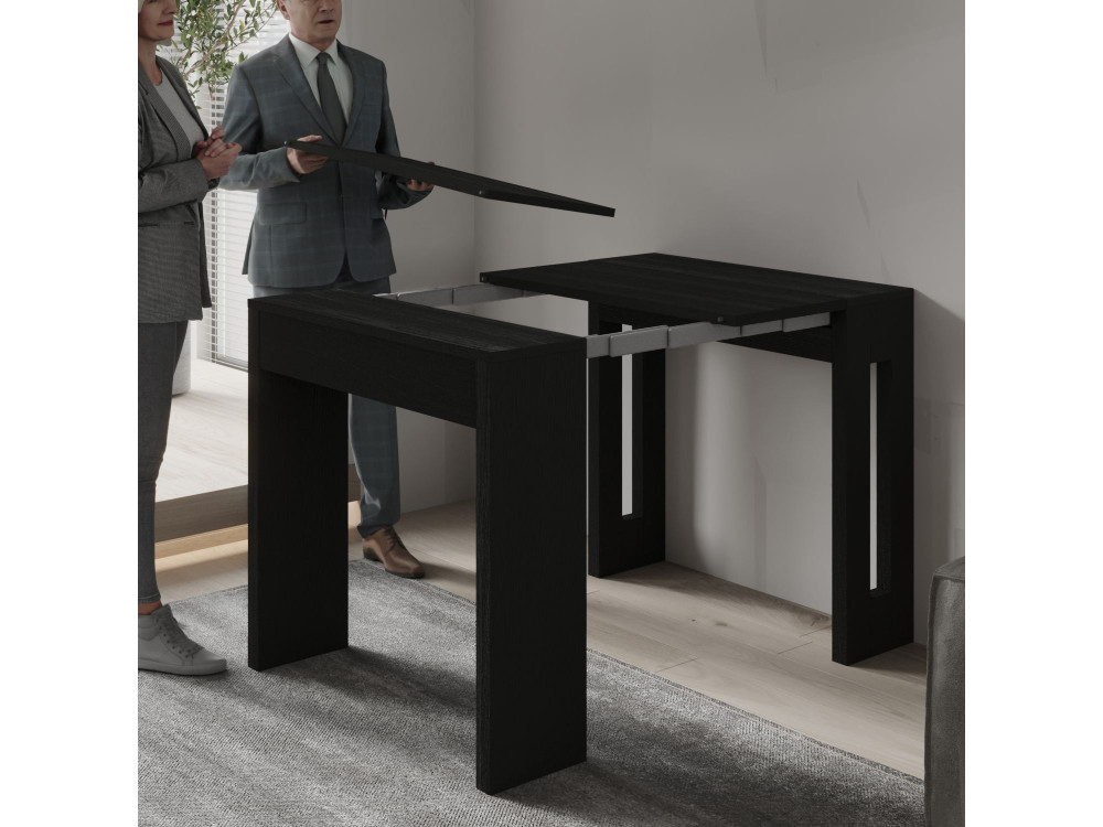 Uitschuifbare houten eettafel "Nivo" - 80 x 44 x 76 cm - Zwart