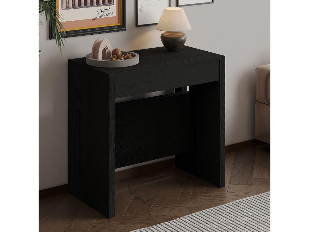Uitschuifbare houten eettafel "Nivo" - 80 x 44 x 76 cm - Zwart