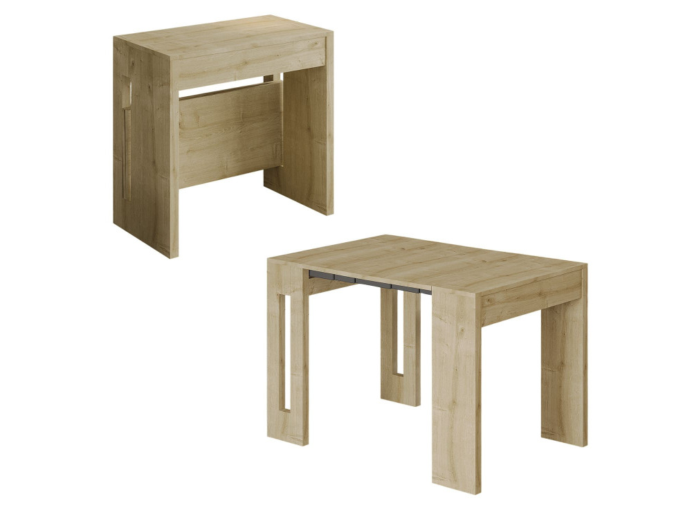 Nivo" uitschuifbare houten eettafel - 80 x 44 x 76 cm - Beige
