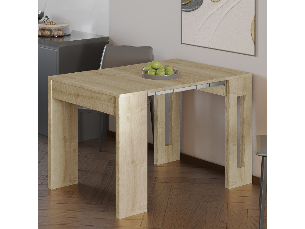 Nivo" uitschuifbare houten eettafel - 80 x 44 x 76 cm - Beige