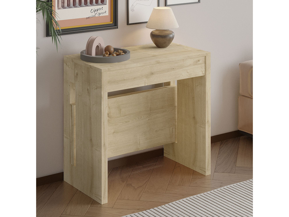 Nivo" uitschuifbare houten eettafel - 80 x 44 x 76 cm - Beige