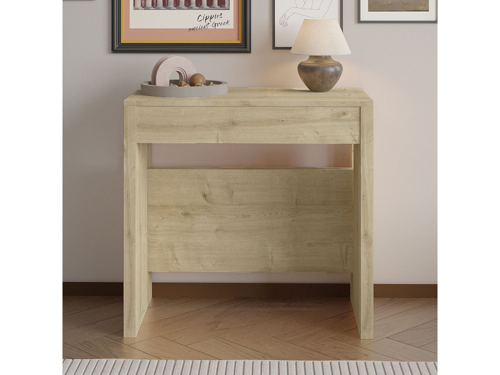 Nivo" uitschuifbare houten eettafel - 80 x 44 x 76 cm - Beige