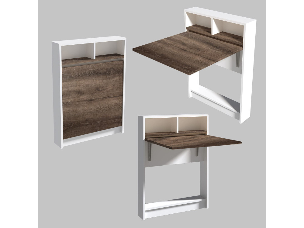 Bracked" inklapbare houten eettafel - 70 x 15 x 96 cm - Beige