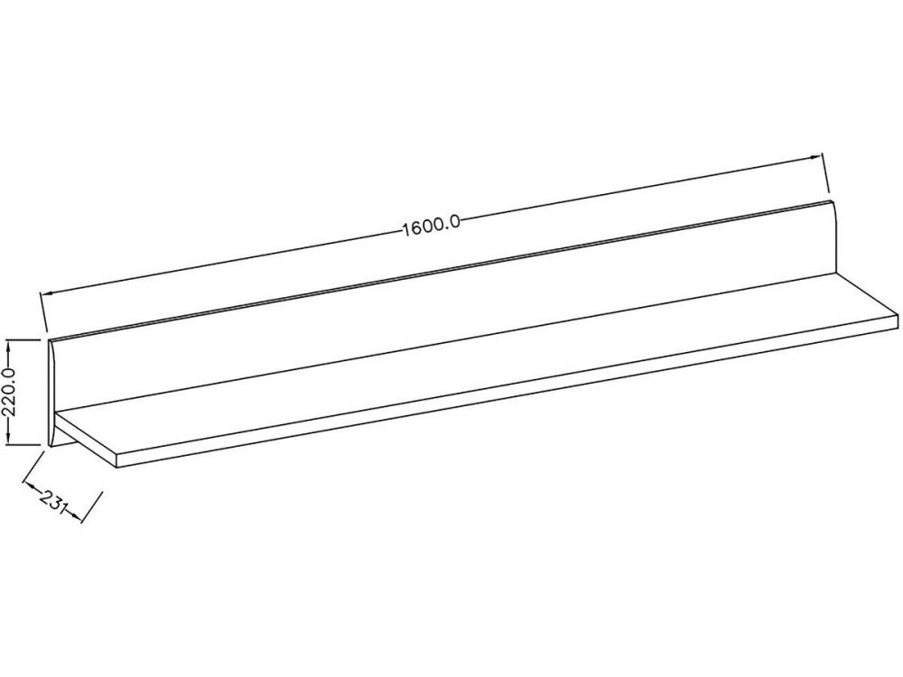 TULSA WM" kort schap - 22 x 160 x 22 cm - Hoogglans wit