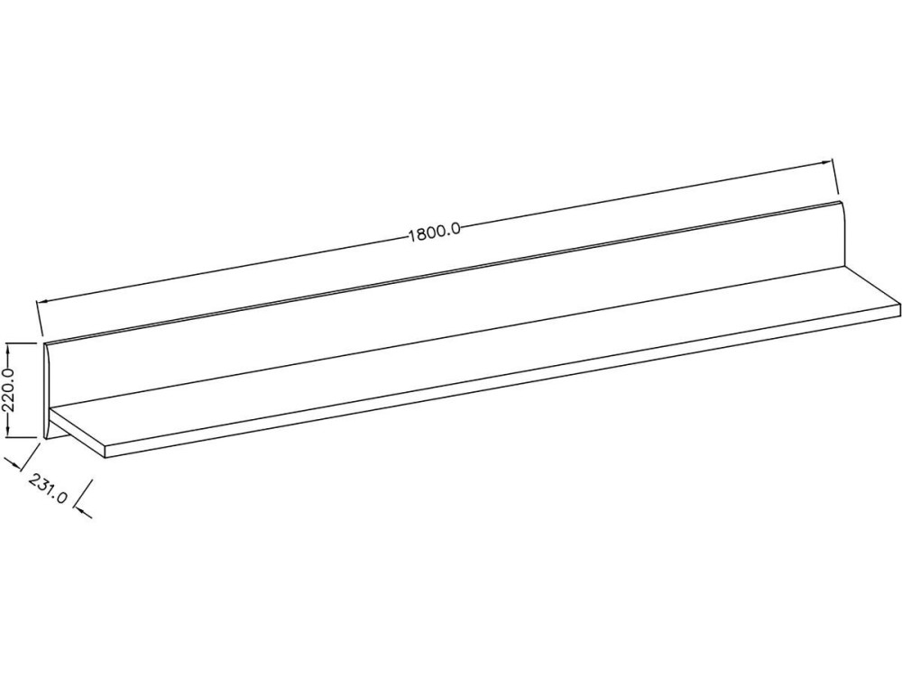 TULSA WM" lang schap - 22 x 180 x 22 cm - Glans wit