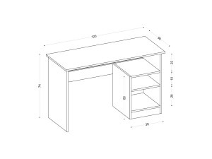 Bahar" houten bureau - 120 x 50 x 74 cm - Wit