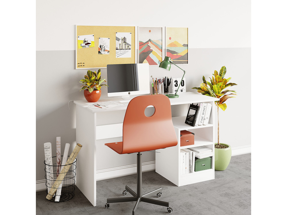Bahar" houten bureau - 120 x 50 x 74 cm - Wit
