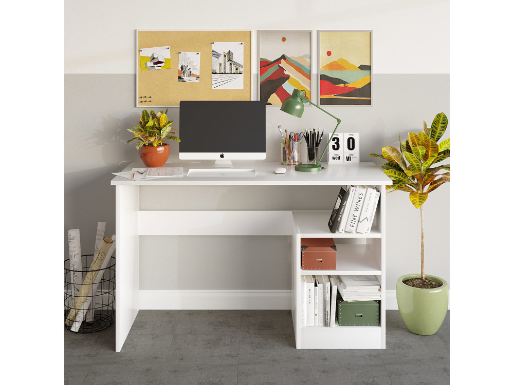 Bahar" houten bureau - 120 x 50 x 74 cm - Wit