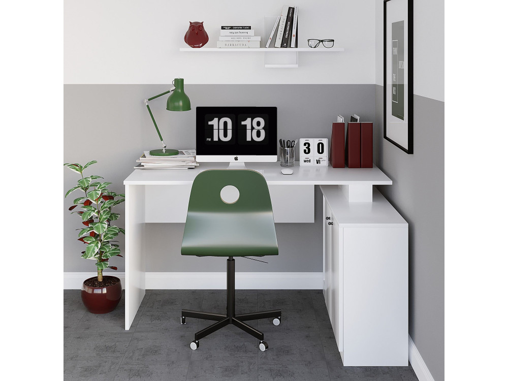 Houten bureau "Basak" - 130 x 60 x 74 cm - Wit