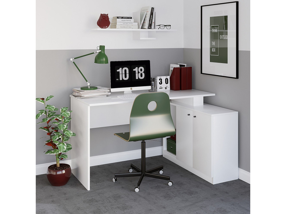 Houten bureau "Basak" - 130 x 60 x 74 cm - Wit